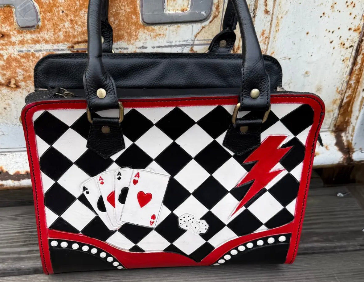 High Roller Checkered Playing Card Handbag