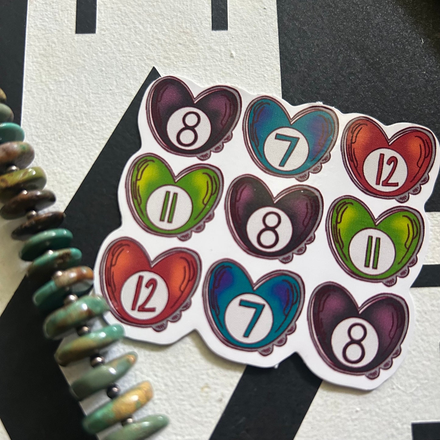 Billard hearts sticker