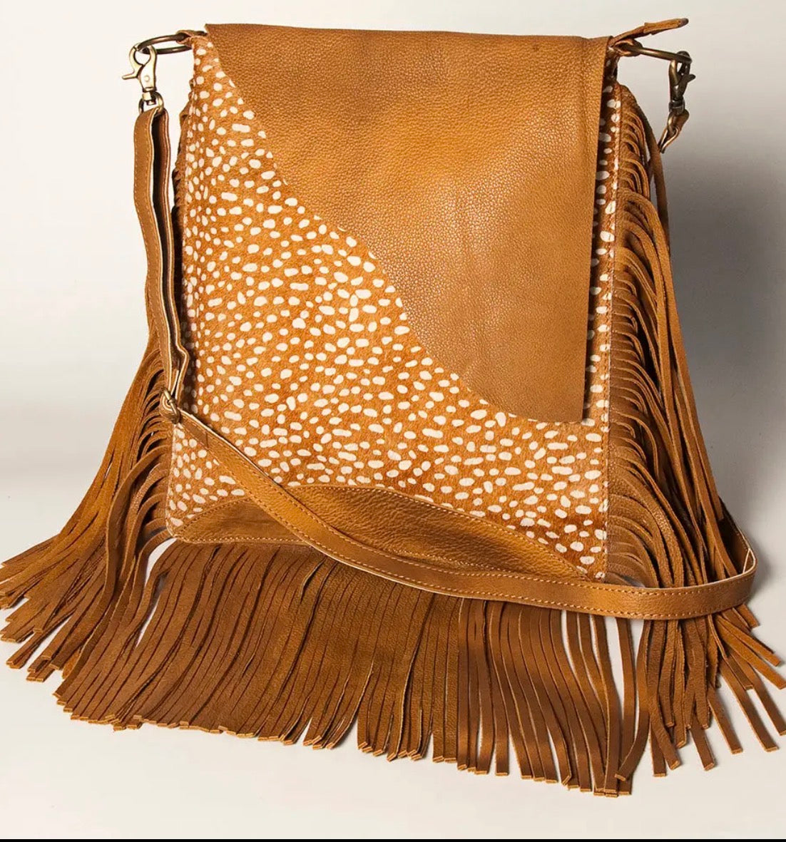 Genuine Leather Fawn Print Bag