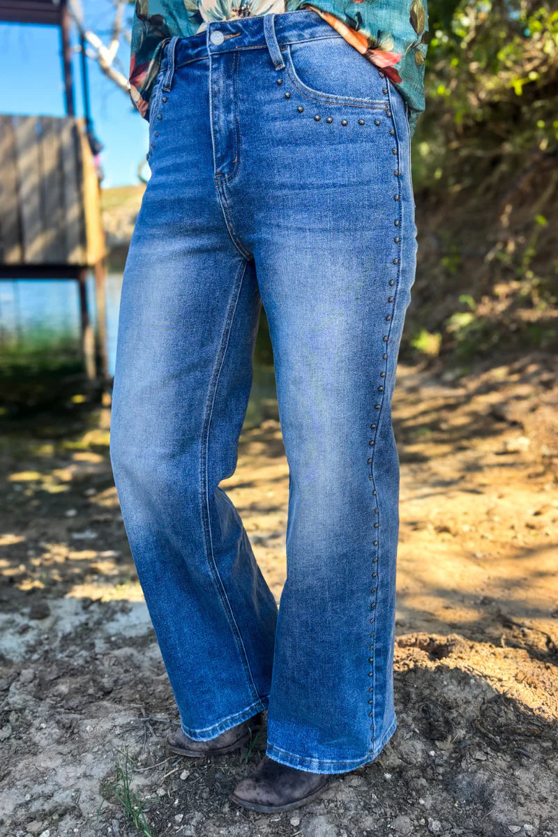 STUDDED SK DENIM
