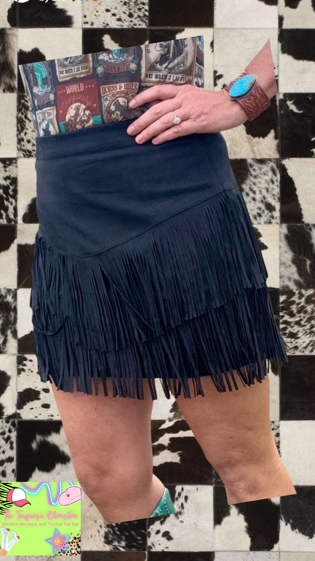 FORT WORTH FRINGE SKIRT BLACK