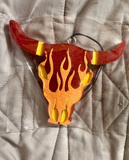 Fire Flame Bull Skull Freshie