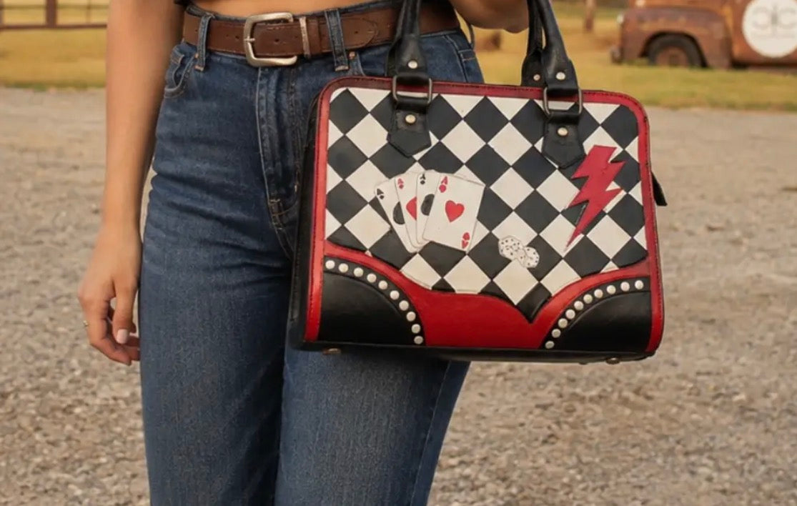 High Roller Checkered Playing Card Handbag