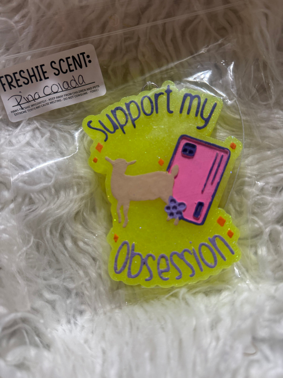 Support My Obsession Goat Car Freshie – Piña Colada