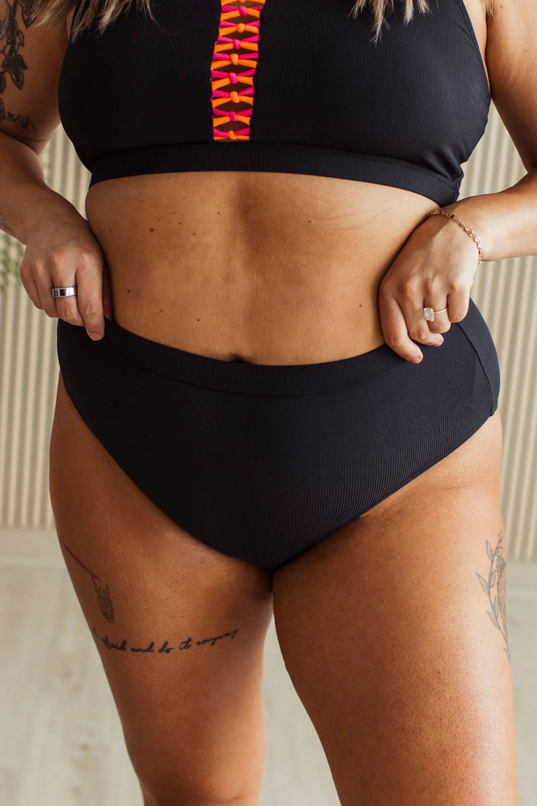 Feeling The Summer Breeze Bikini Swim Bottoms- Black Ribbed