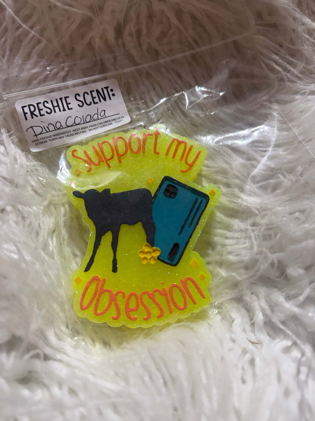Support My Obsession Calf Car Freshie – Piña Colada