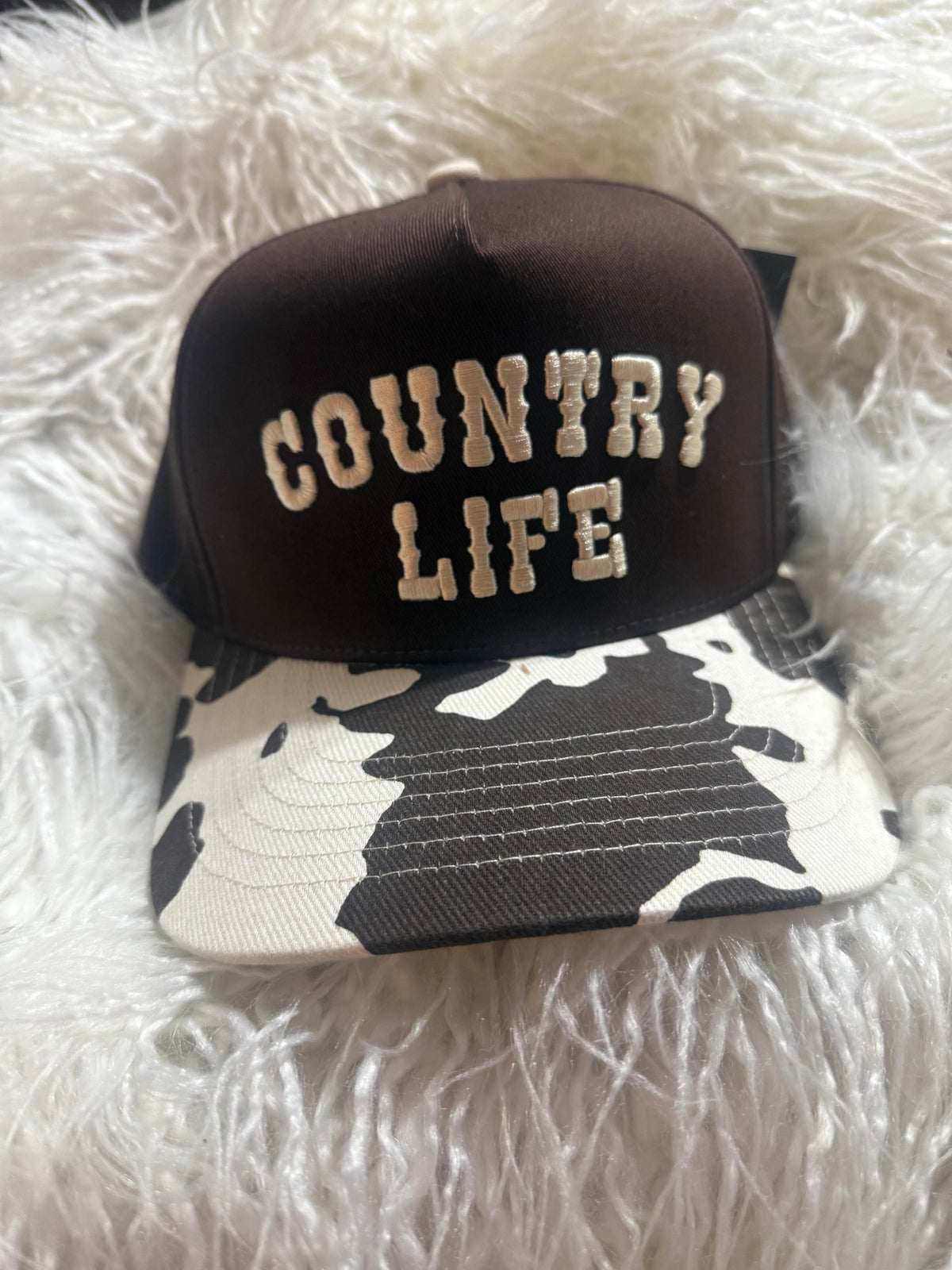 Country Life Hat with Cow-Print Bill
