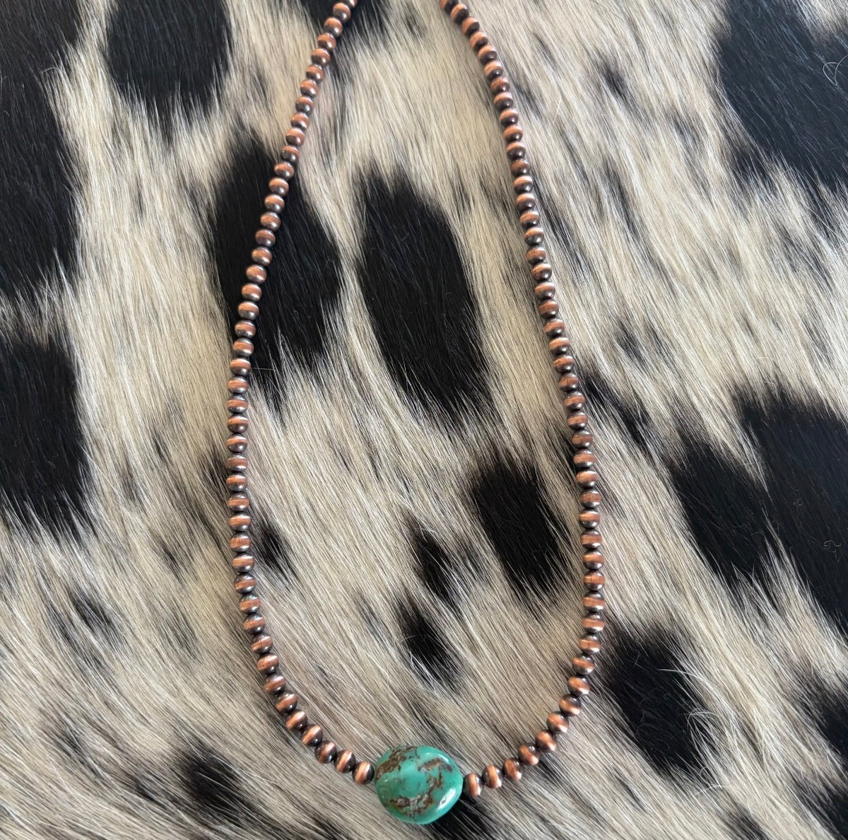 Turquoise & 4MM Copper pearls necklace