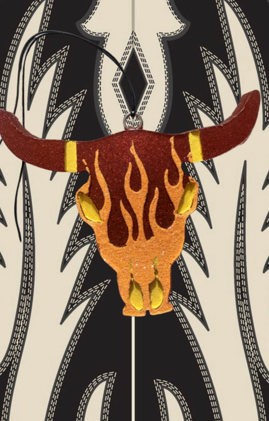Fire Flame Bull Skull Freshie