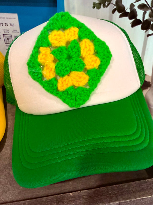 Yellow/Green Granny Square Hat