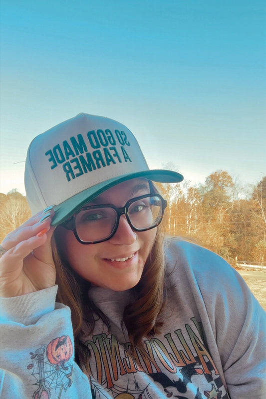 So God Made a Farmer Cream & Green Hat