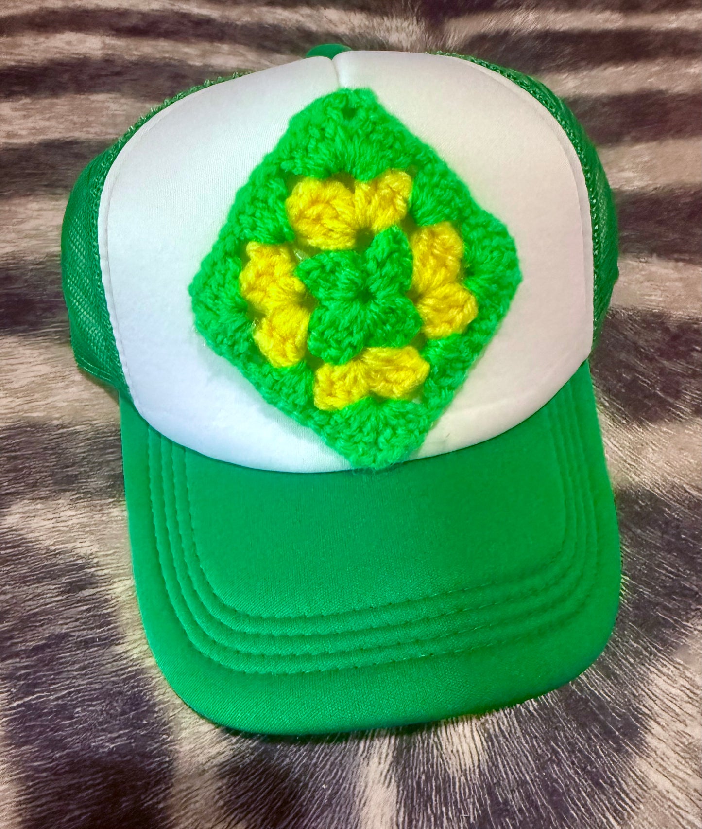 John Deere Green Granny Square Trucker Hat