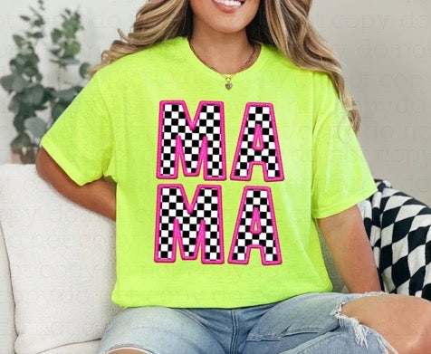 Checkered Mama Tee