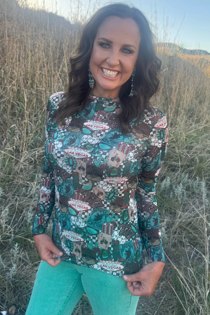VIVA LAS COWGIRL MESH TOP