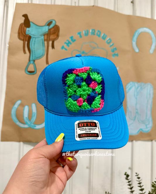 Neon Granny Square Hat