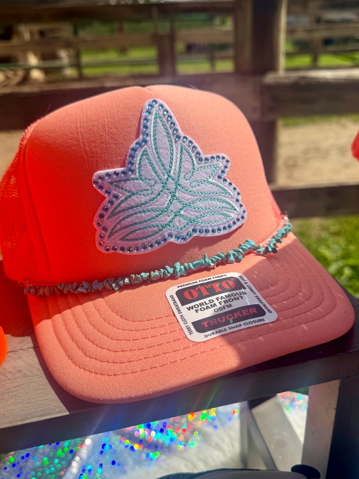 Turquoise Stitched Hat