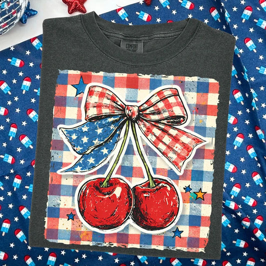Red White Blue Cherry Tee