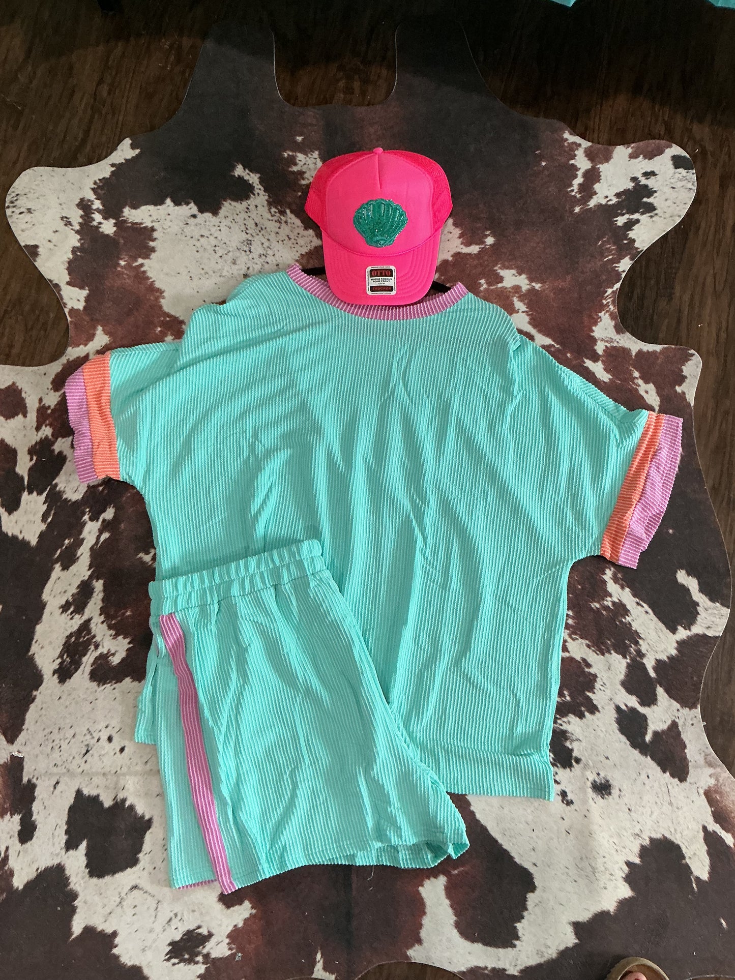 Teal Corded Short Set