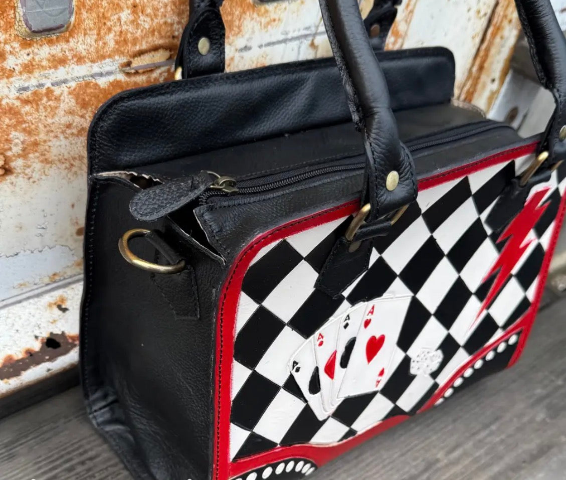 High Roller Checkered Playing Card Handbag