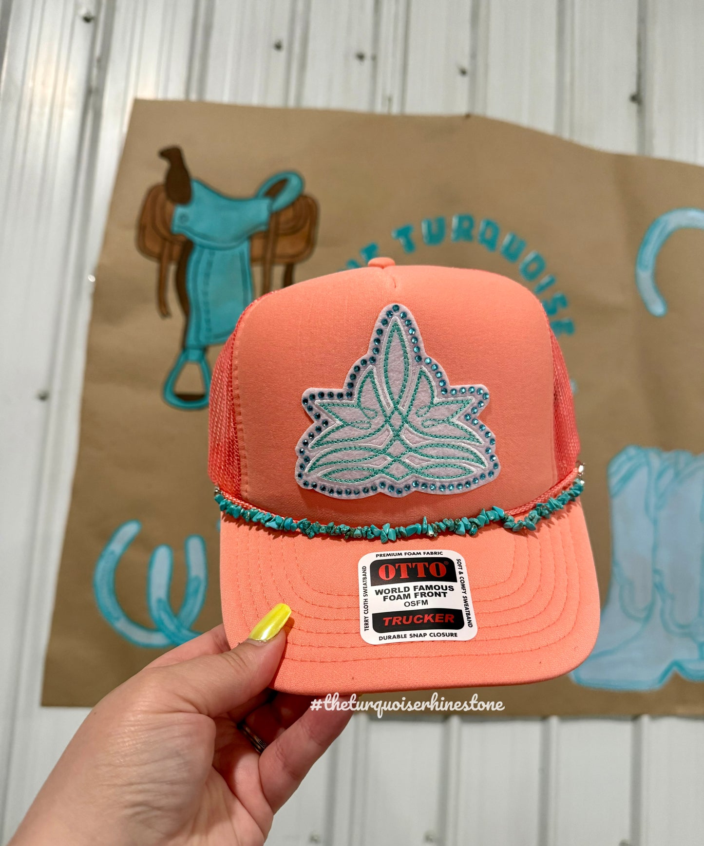 Turquoise Stitched Hat