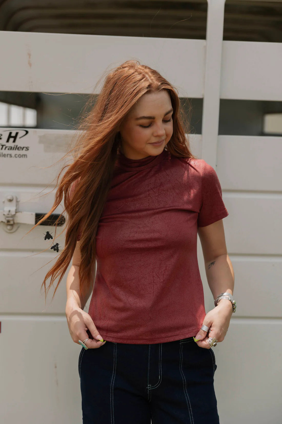 LEATHER FEELZ *BURGUNDY top