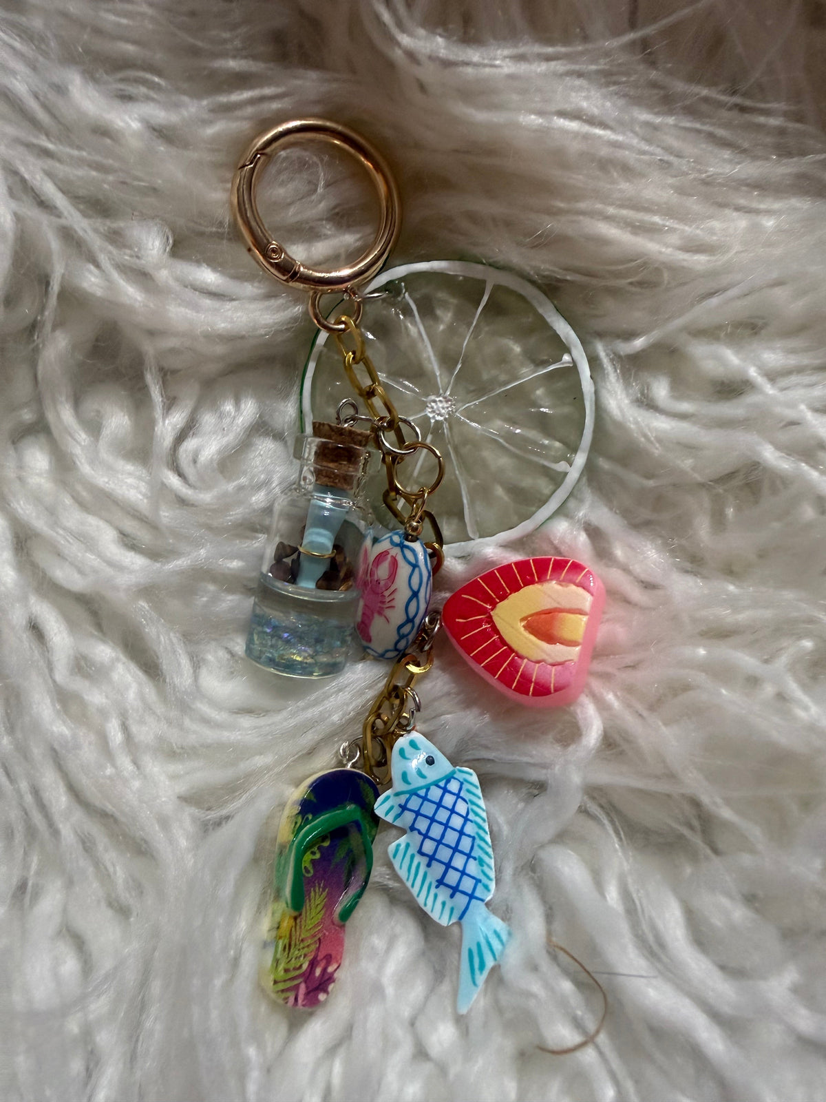 Beach Days Fish & Flip-Flop Charm Keychain