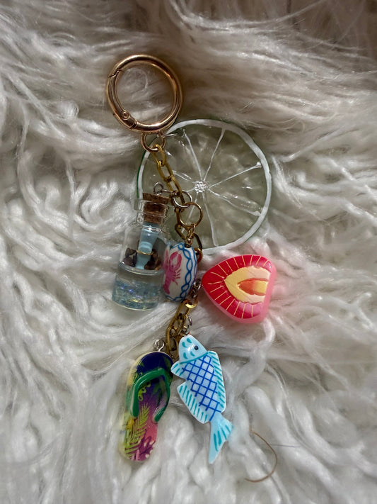 Beach Days Fish & Flip-Flop Charm Keychain