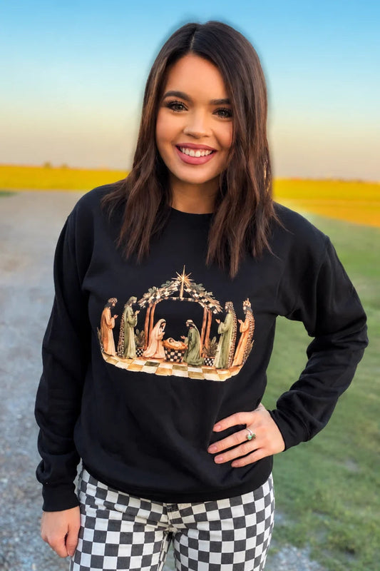 Black Nativity Scene Christmas Sweatshirt