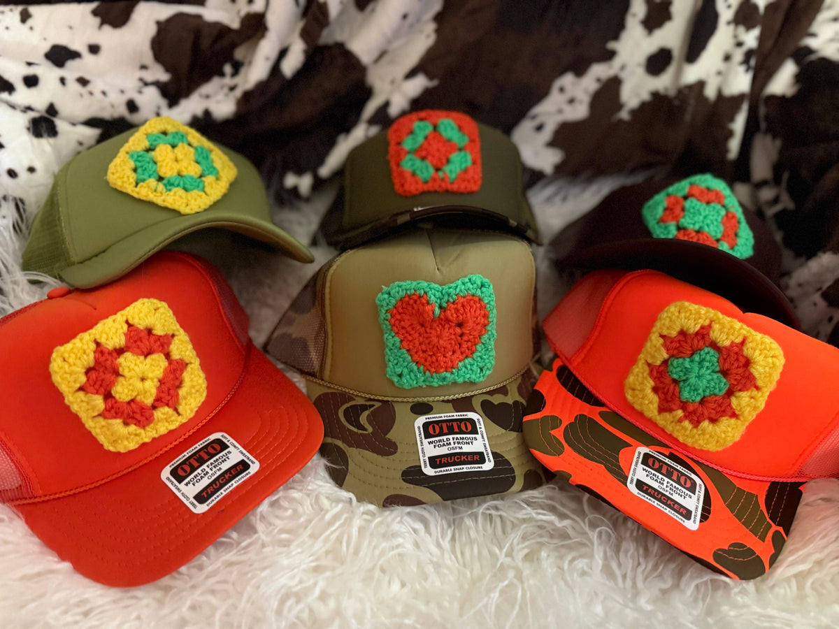 Fall Granny Square Trucker Hats