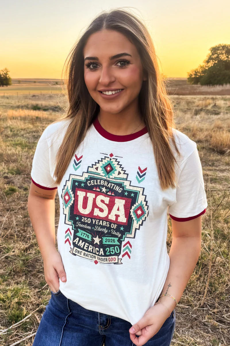 ONE NATION RINGER TEE