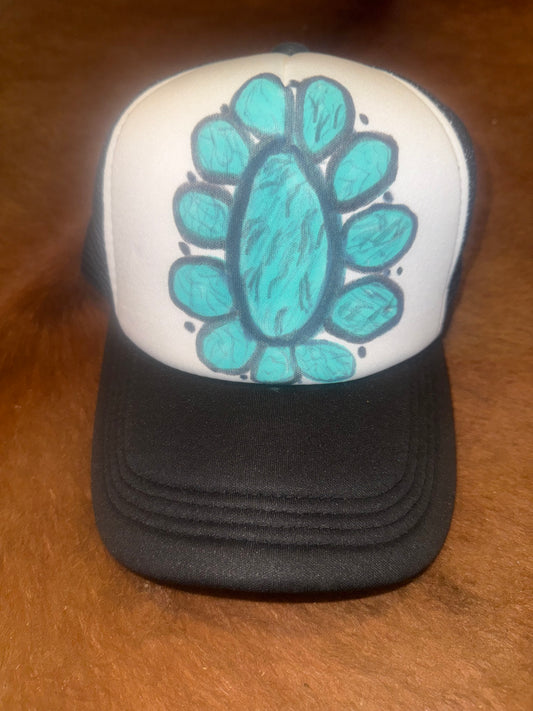 Hand Painted Turquoise Hat