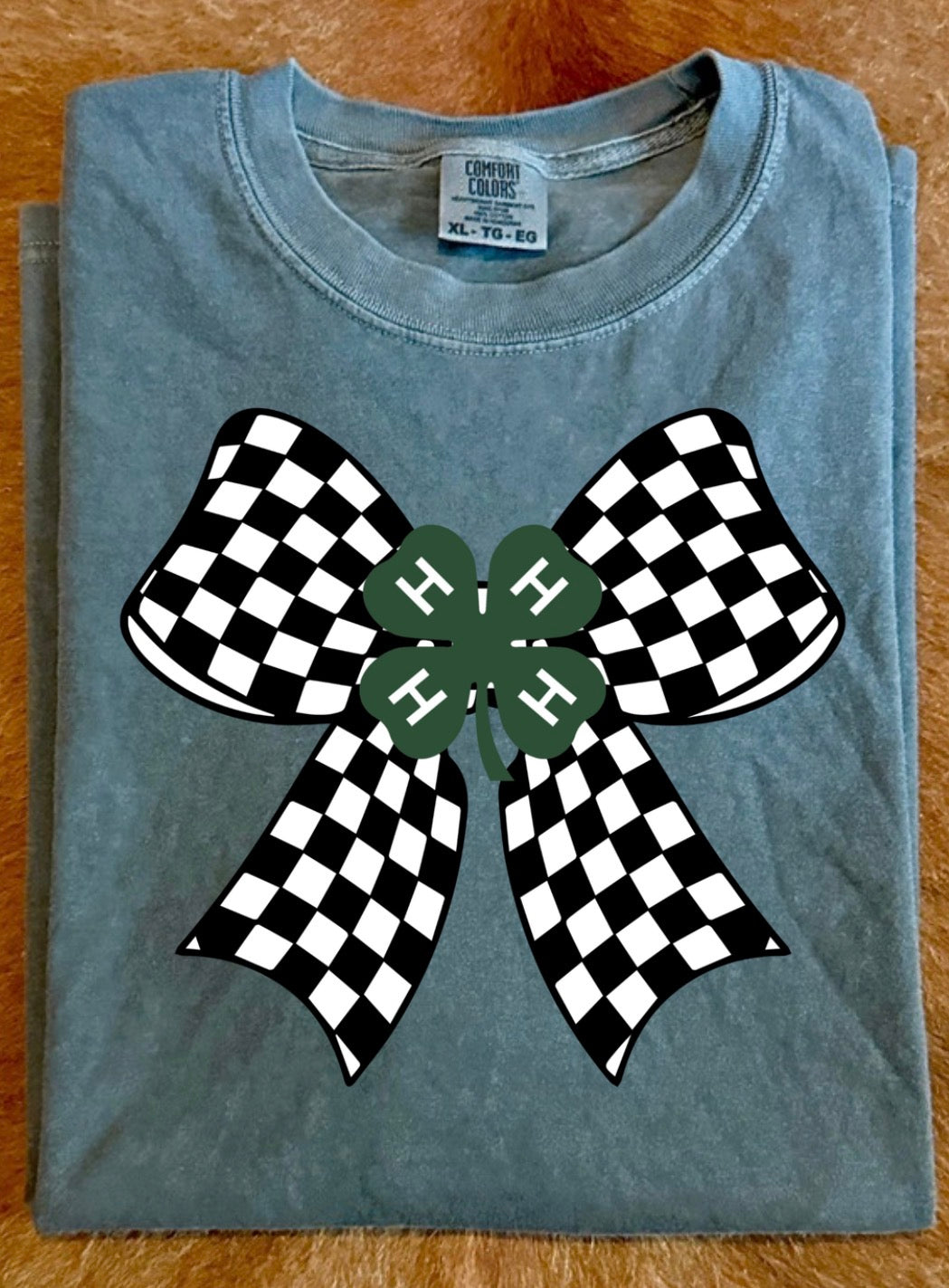 Checkered 4-H Bow Tee