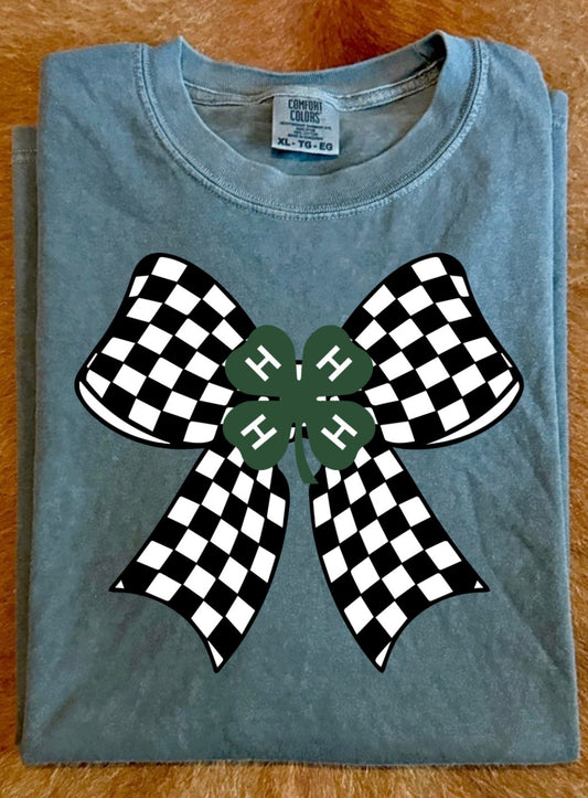 Checkered 4-H Bow Tee
