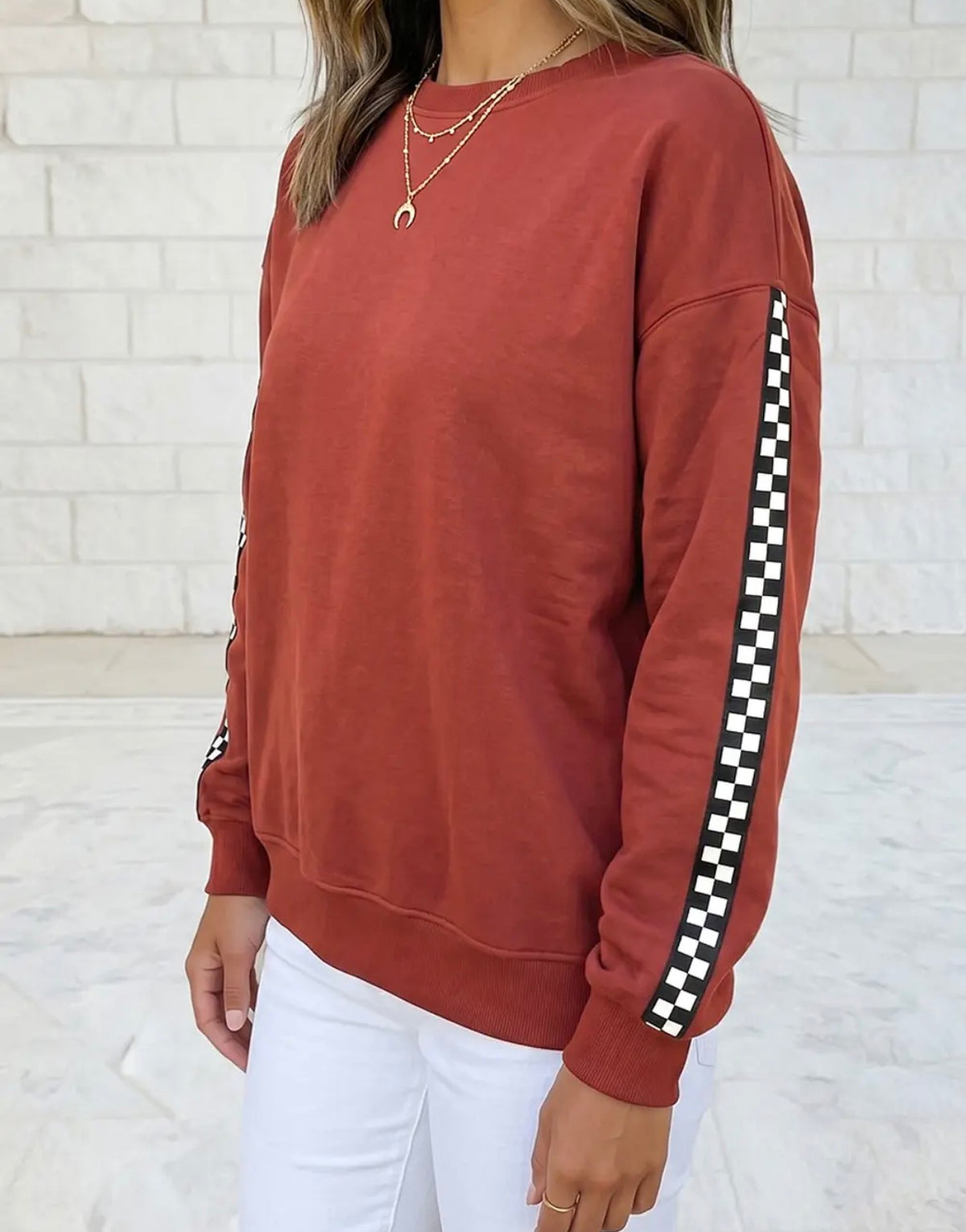 Mineral Red Checked Sweatshirt