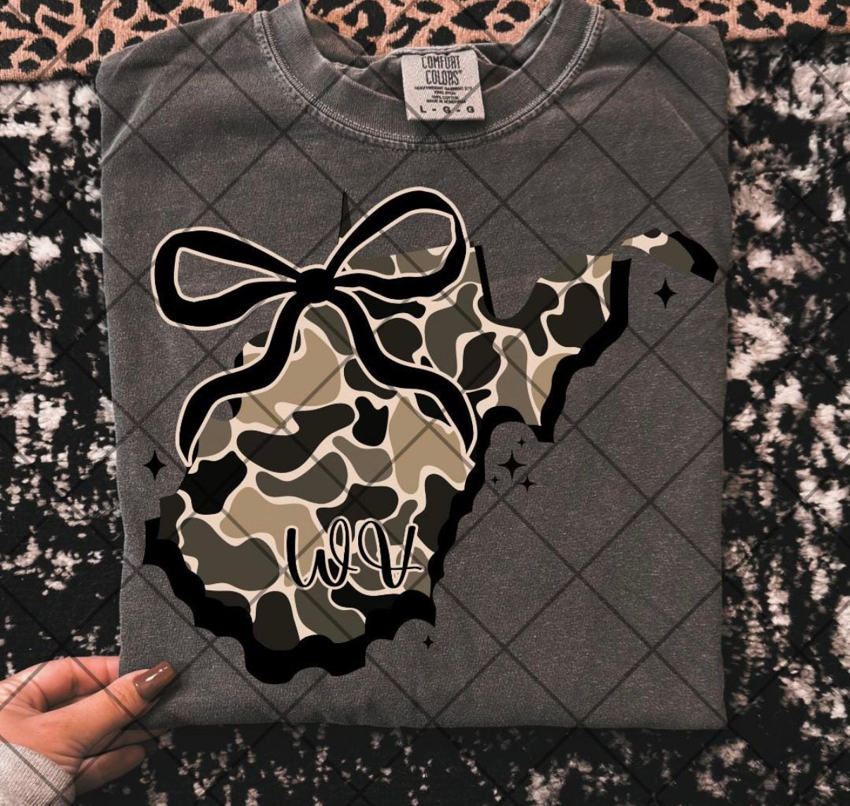 Wv Camo & Bow Tee
