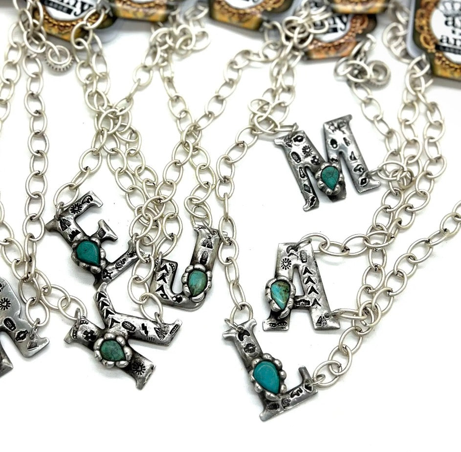 Letter Turquoise Necklaces