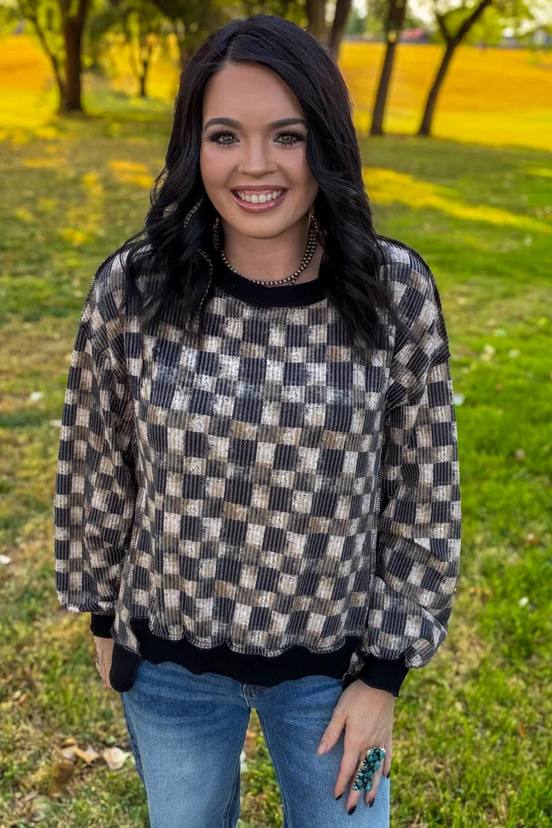DUSTY CHECK PULLOVER
