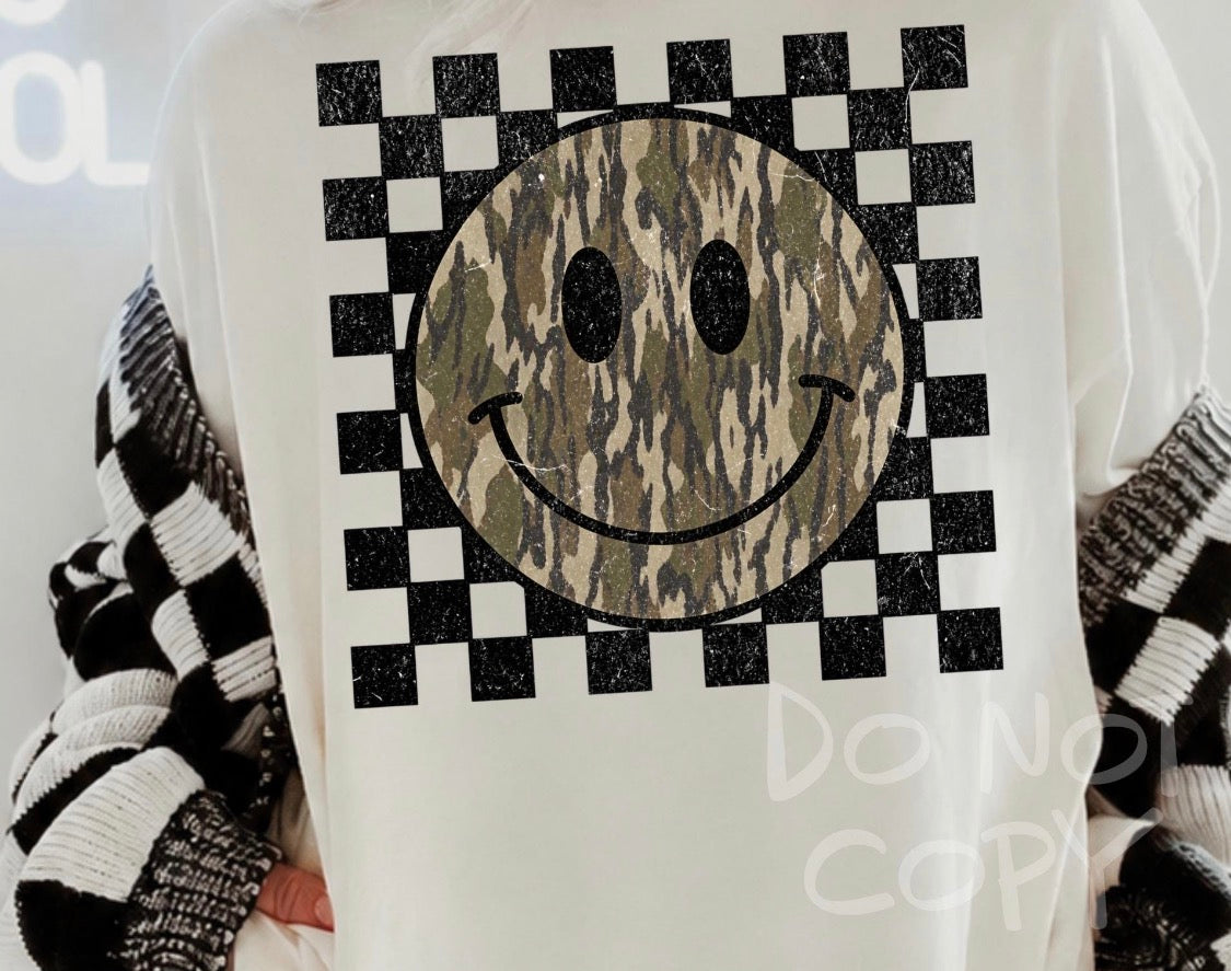 Camo Smiles Checkered Graphic Tee