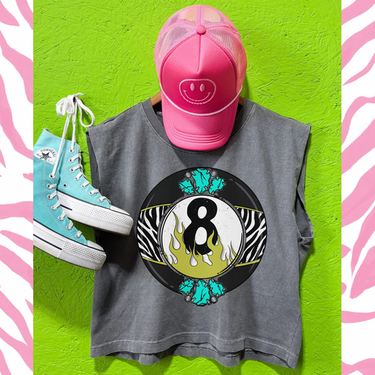 Zebra 8 ball muscle tee